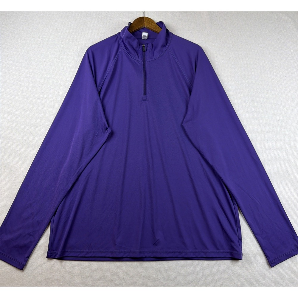 Alo Pullover Quarter Zip Mens Training Shirt 2XL Purple Activewear Mock Neck EUC